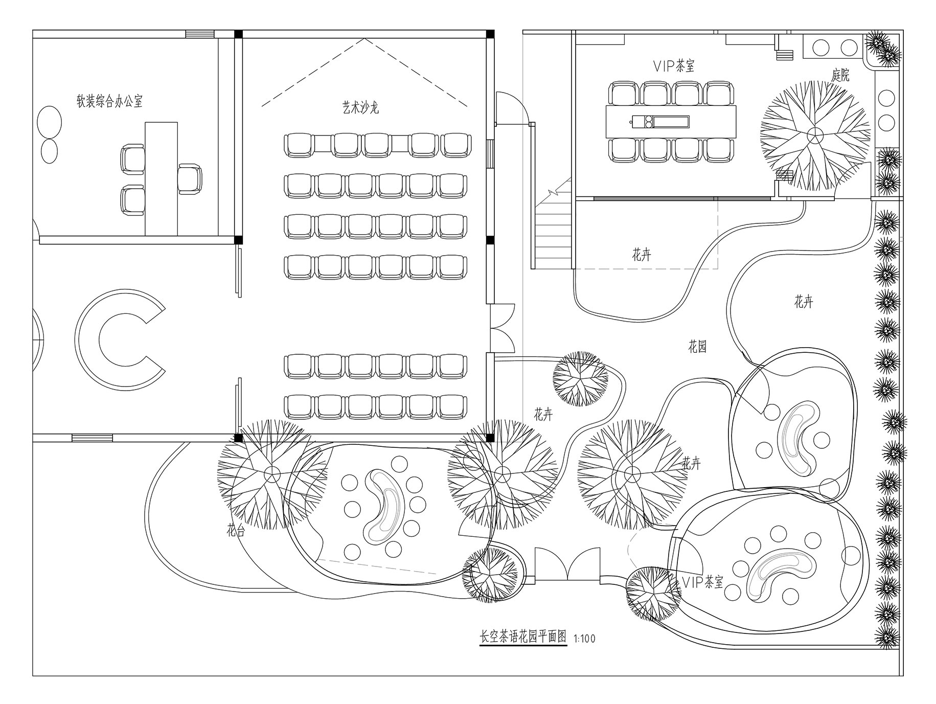 茶室庭院平面规划布局图