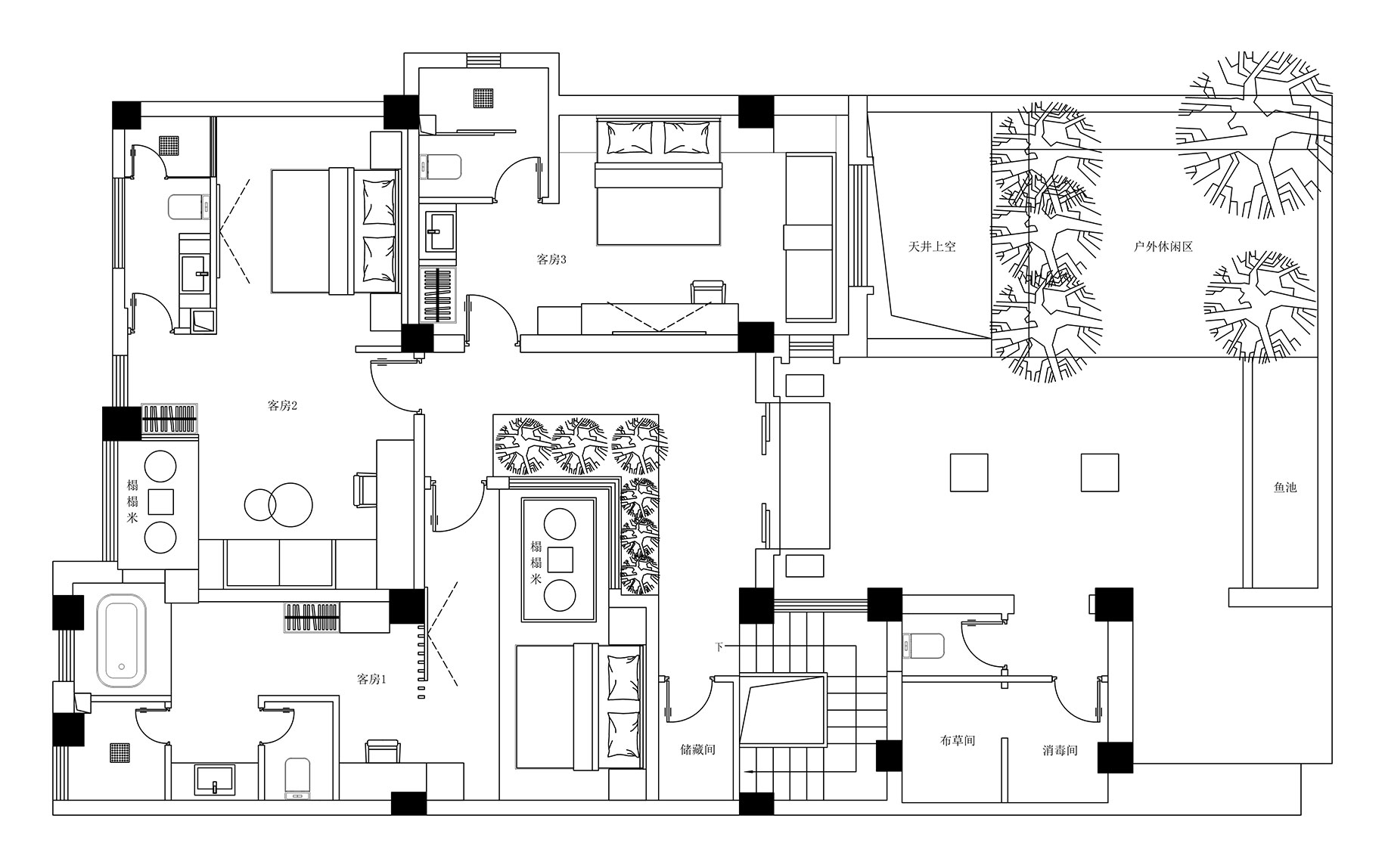 昆明城市民宿平面规划设计图